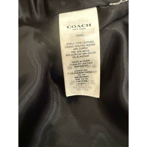 Coach 1941 $1,500 Black Leather Zip Officer Jacket Motorcycle 56969 Size 46 - Picture 5 of 10